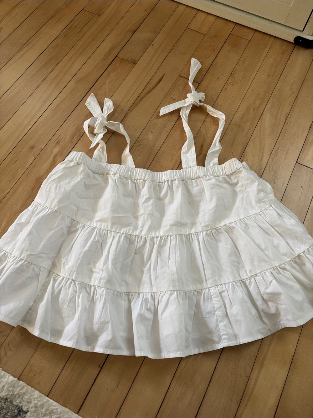 American Eagle Outfitters White Tiered Dress with Tie Straps
